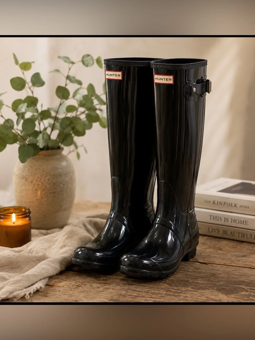 Hunter tall black rainboots size 7